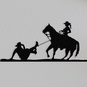 Cowboy Paar Silhouette Wanddeko: Western ABS Kunst (10x4-4.7 inches)