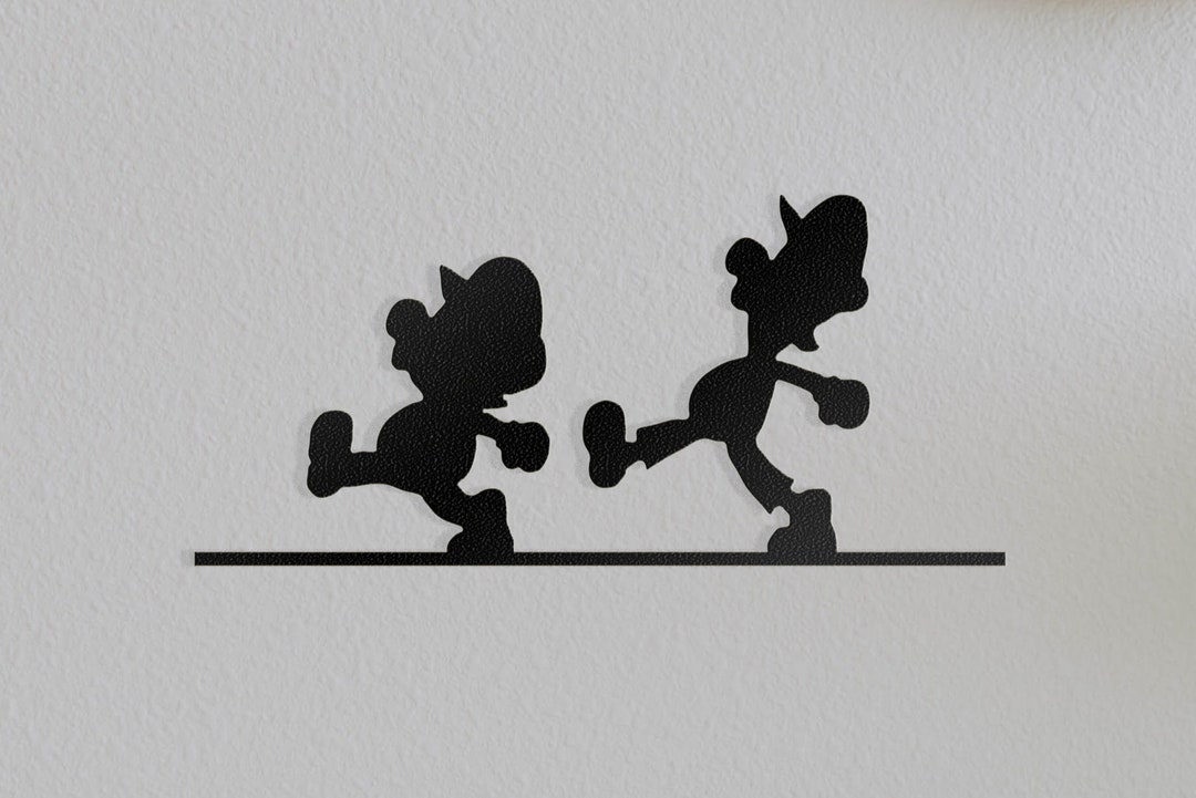 Mario Wall Decor Mario and Luigi Wall Art Mario and Luigi Silhouette Game Room Wall Decor Black