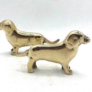Vintage Brass Puppy Wiener Dog Dachshund Miniature Figurines Pair Of 2