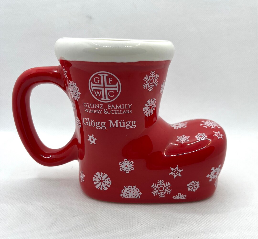 Ceramic Glunz Family Winery & Cellars Glogg Mugg Christmas Santa Boot