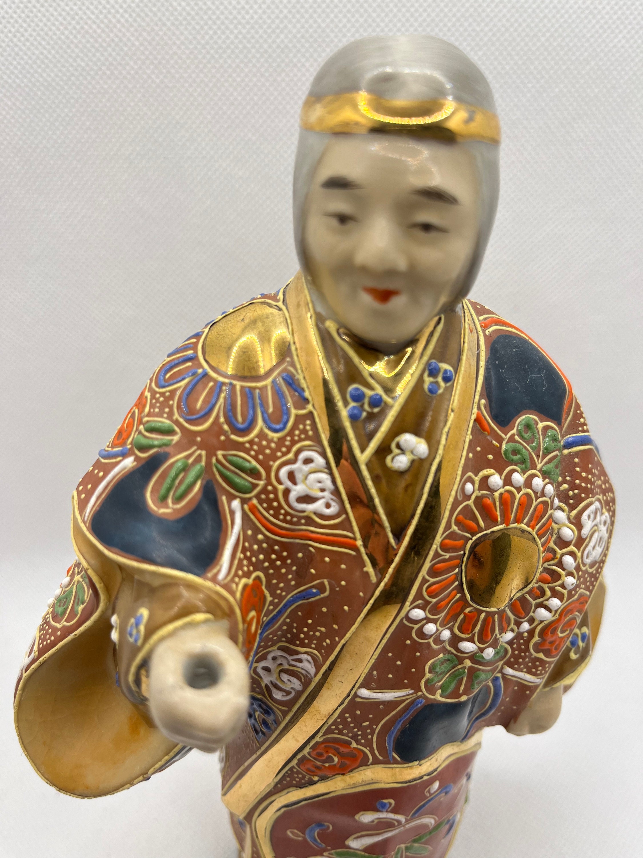 Japanese Satsuma Moriage Woman Sage Statue Figure Figurine C1940 Etsy