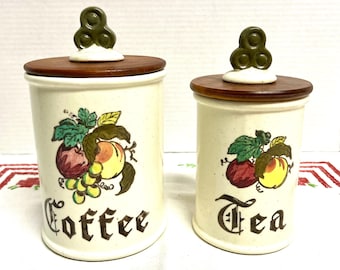 Vintage 1960s Metlox Poppytrail coffee or tea canisters Provincial Fruit pattern