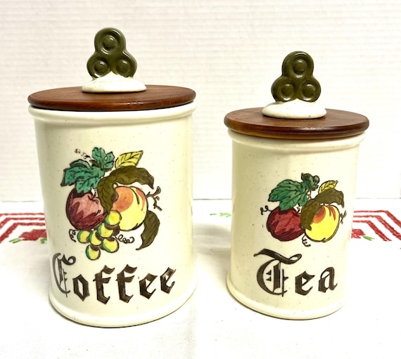 Vintage 1960s Metlox Poppytrail coffee or tea canisters Provincial Fruit pattern