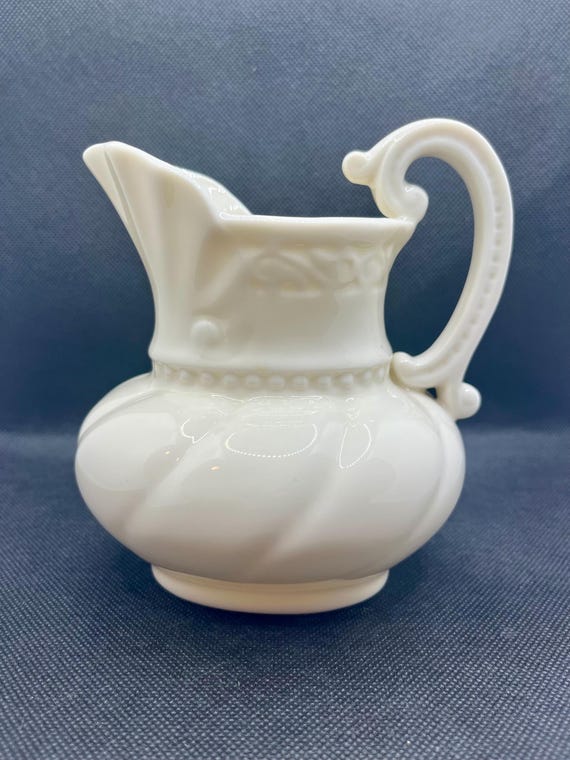 Vintage Lenox Colonial Collection ivory porcelain creamer or small pitcher Green Wreath Stamp Pre 1953 USA