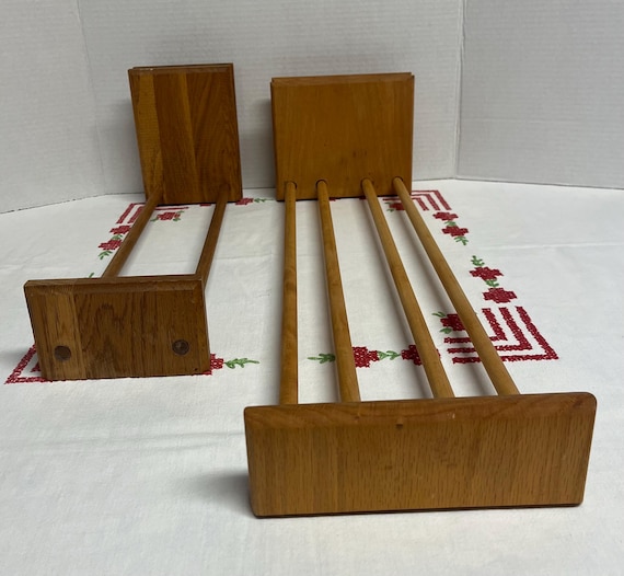 Mid Century Modern Adjustable Sliding Wooden Book Stand , Cookbook Holder , Bookshelves