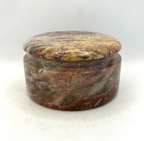 Vintage Marble Product Lidded Trinket Jewelry Box… - image 3