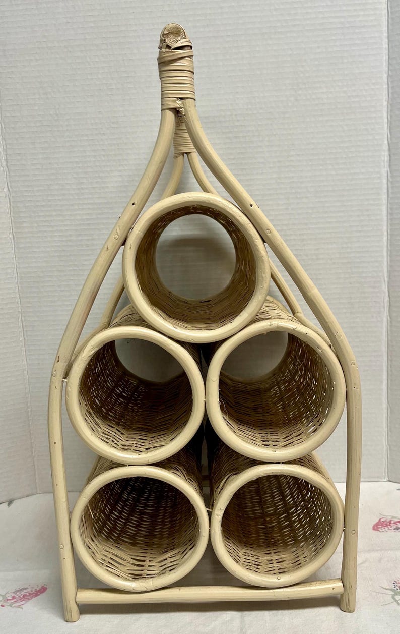 Vintage Metal Rattan Wicker Painted Bamboo Wine Racks Counter Top Wine Holders Variety, vintage barware