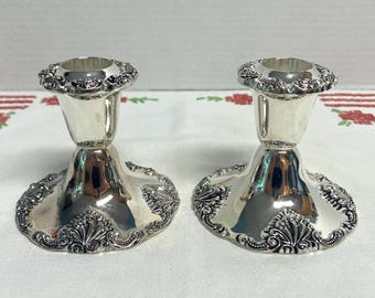 Godinger 20th Century Baroque silver plated weighted candlestick holders