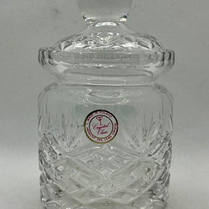 Vintage Hand Cut 24% Lead Crystal Lidded Jelly Jam Sugar Jar Made in Poland
