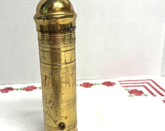Atlas / Alexander Mills etched brass pepper mill handcrafted in Greece
