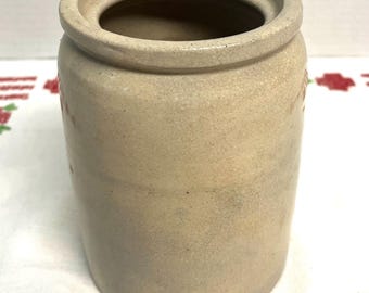 Antique salt glazed stoneware 6” crock primitive farmhouse kitchen storage