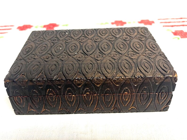 Vintage hand carved Polish wooden keepsake box , Jewelry Trinket Box, vintage trinket box