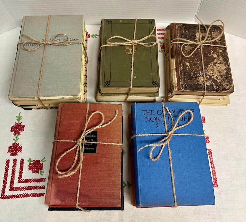 Vintage decorative books , book stacks , small size , book sets , collectible books, vintage book