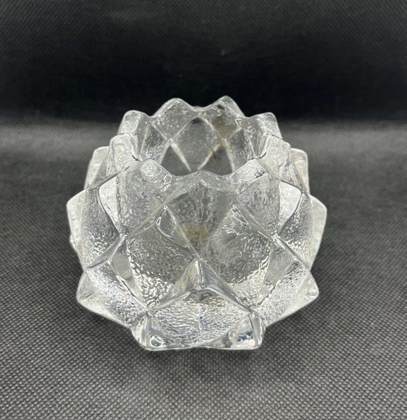 Vintage Orrefors Firefly Nimbus Artichoke Clear Crystal Votive Candle Holder