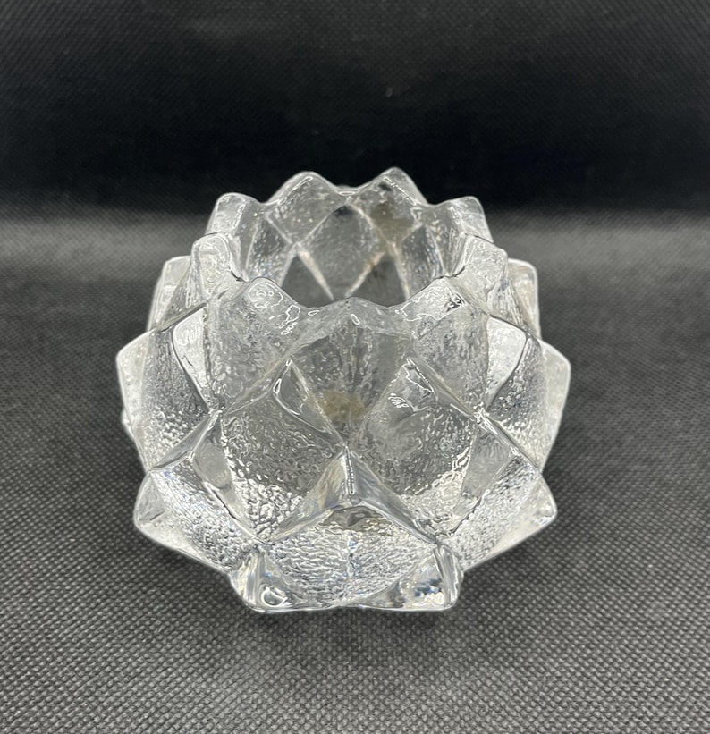 Vintage Orrefors Firefly Nimbus Artichoke Clear Crystal Votive Candle Holder, vintage candle holder
