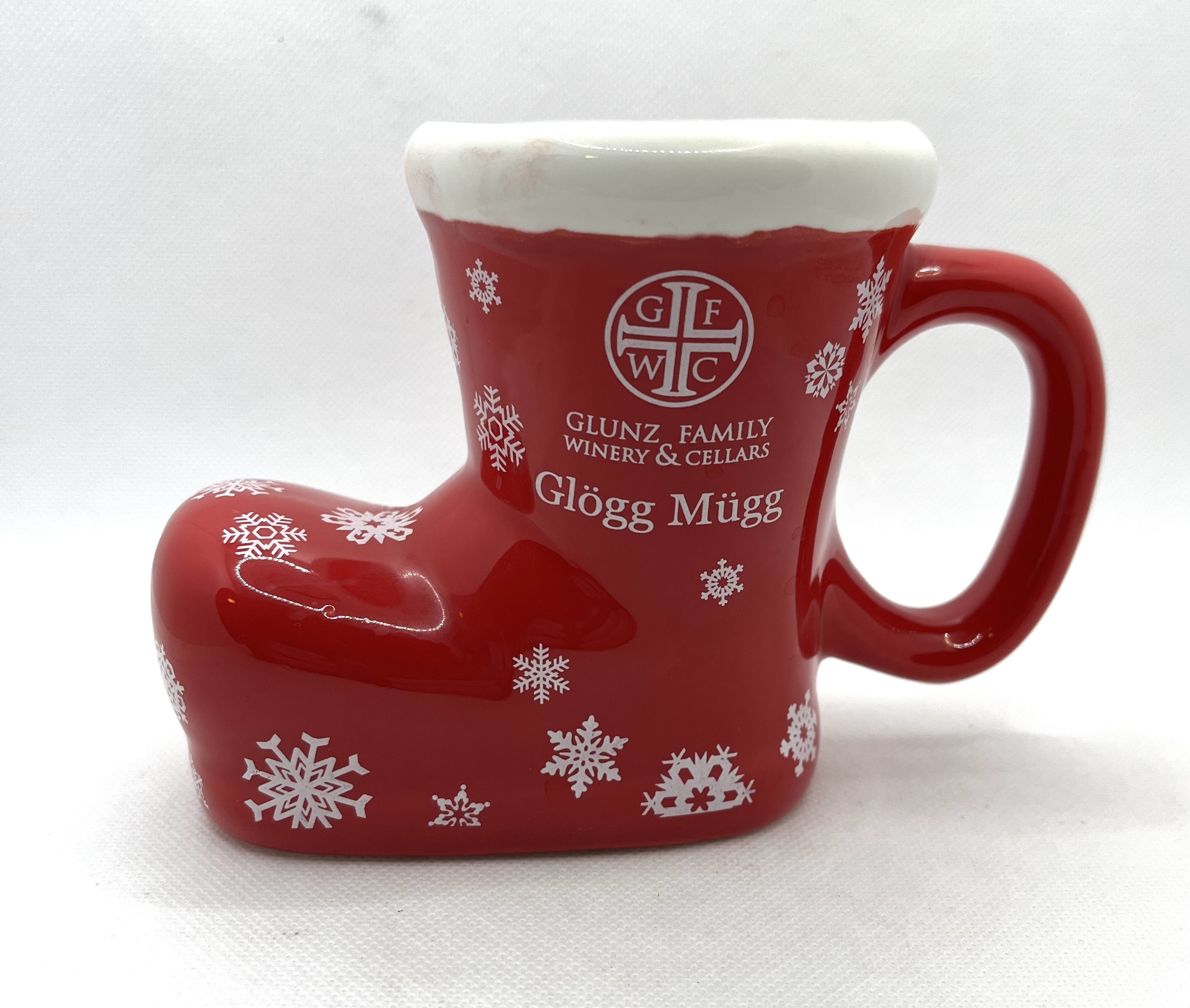 Ceramic Glunz Family Winery & Cellars Glogg Mugg Christmas Santa Boot
