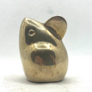 Vintage Brass Mouse Figurine Paperweight 3”