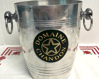 Vintage French Domaine Chandon  Aluminum Champagne Ice Bucket With Side Handles