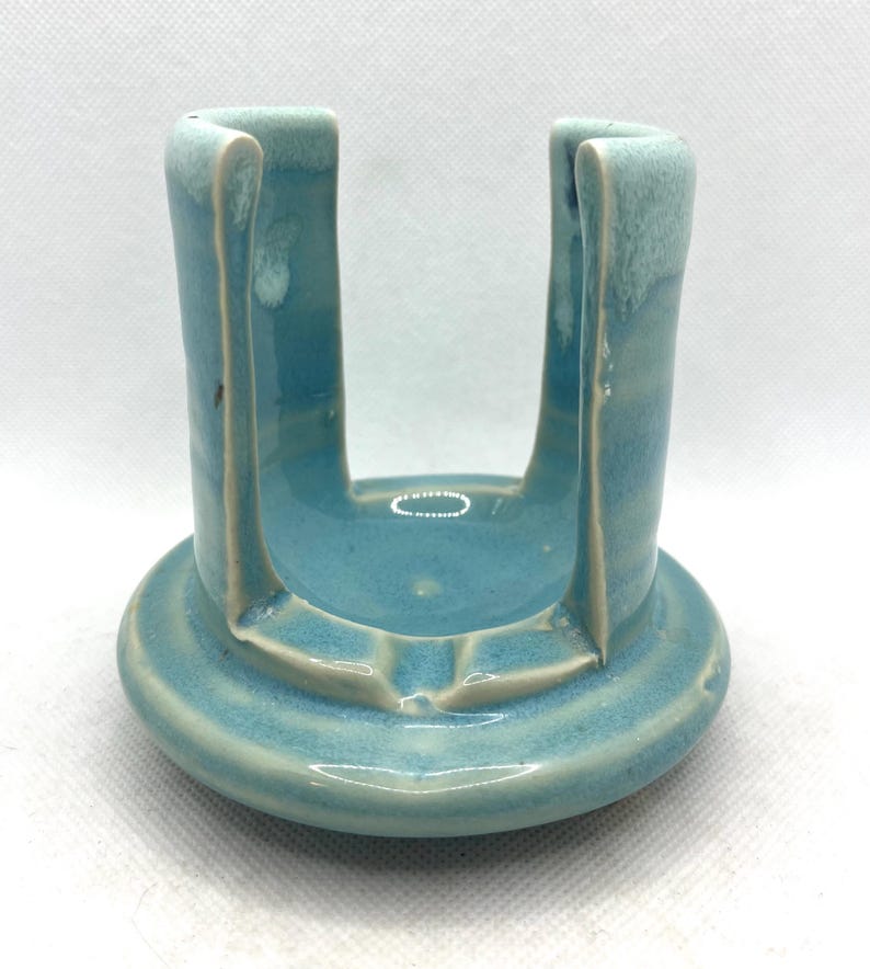 Earth and Fire Pottery Turquoise Blue Drip Glaze Ceramic Kitchen Sponge Holder, vintage pottery