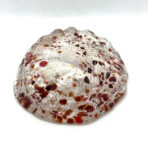 Vintage Clear Confetti Art Glass Abalone Seashell Paperweight