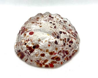 Vintage Clear Confetti Art Glass Abalone Seashell Paperweight
