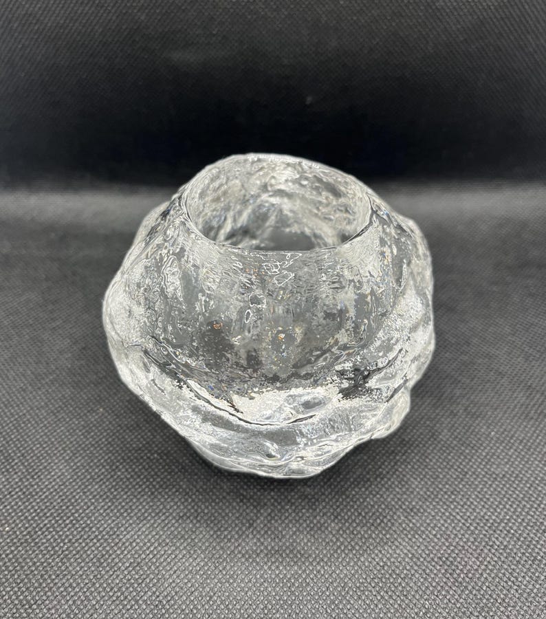 Vintage Kosta Boda Clear Crystal Snowball Votive Candle Holder Christmas Decor, vintage candle holder