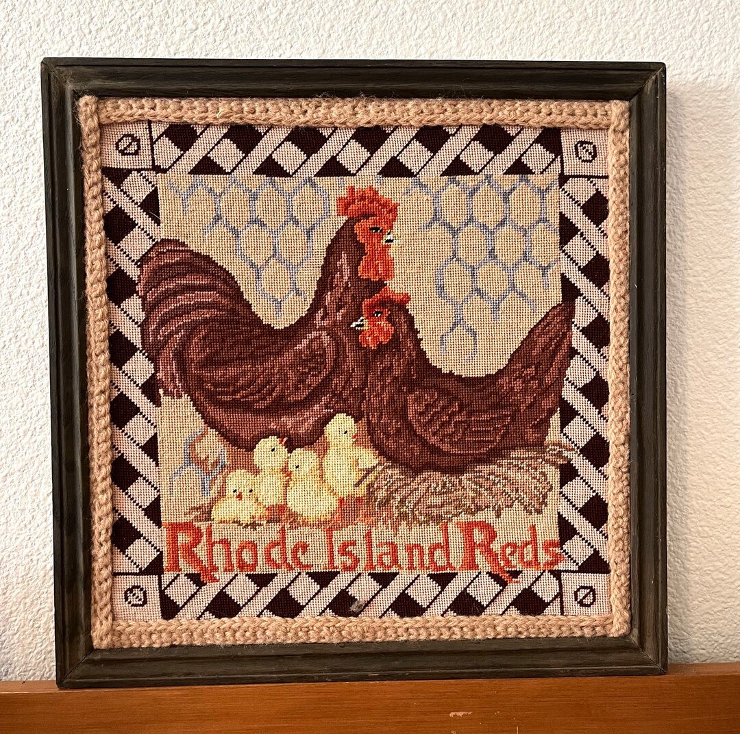 Elsa Williams Creative Canvasworks Rhode Island Reds Chickens Completed