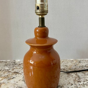 Vintage Nova Of California Rusty Orange Glazed Pottery Small Table Desk Lamp No Shade