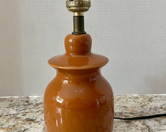 Vintage Nova Of California Rusty Orange Glazed Pottery Small Table Desk Lamp No Shade