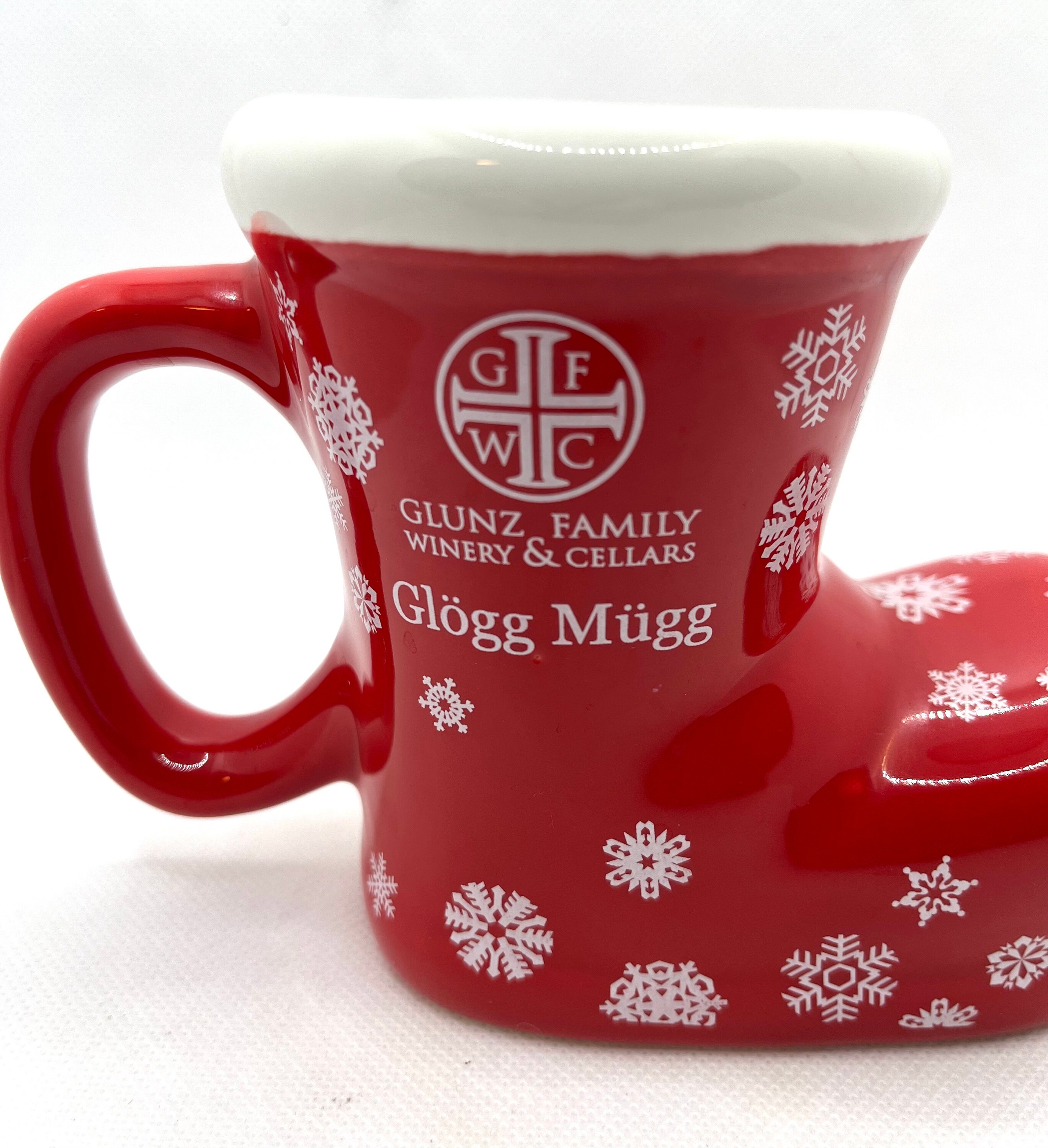 Ceramic Glunz Family Winery & Cellars Glogg Mugg Christmas Santa Boot