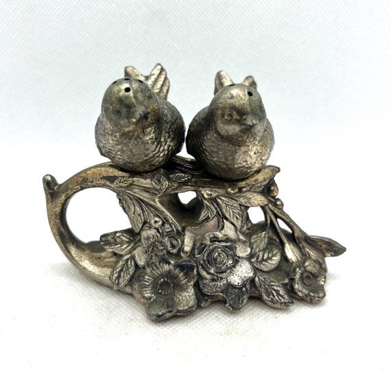 Vintage CMC NY silver plated love birds salt and pepper shaker set