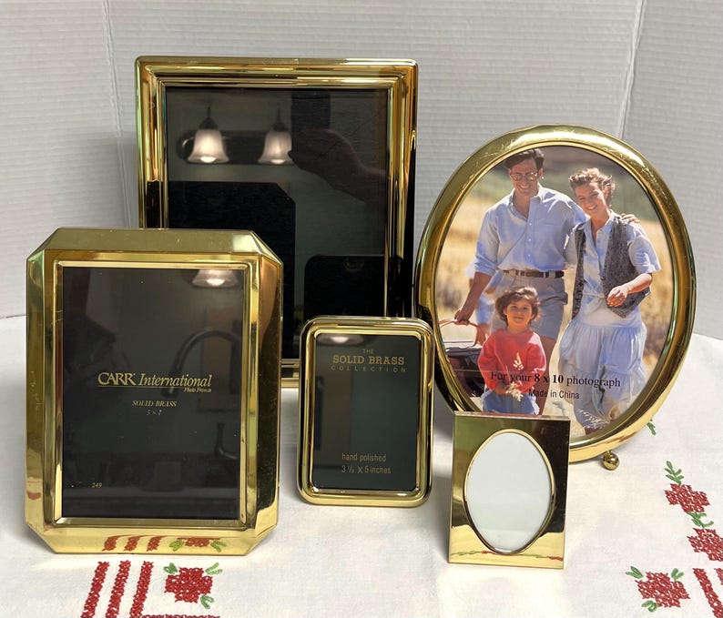 Vintage 1980/90’s solid brass picture frames assorted sizes, vintage wall art from the 1980s