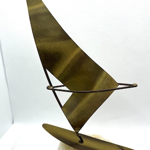Vintage DeMott Brass Sailboat Sculpture: MCM Nautical Decor