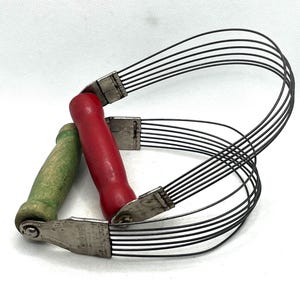 Vintage Androck Wire Pastry Dough Blender Cutter Green And Red Handle Made In USA Set