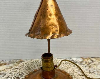 Vintage Arts & Crafts Hammered Copper 2 Piece Candlestick Vintage Arts & Crafts Hammered Copper 2 Piece Candlestick
