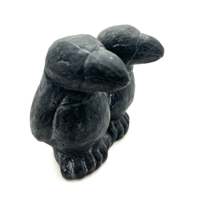 Vintage Inuit Hand Carved Soapstone Double Puffin Bird Etsy