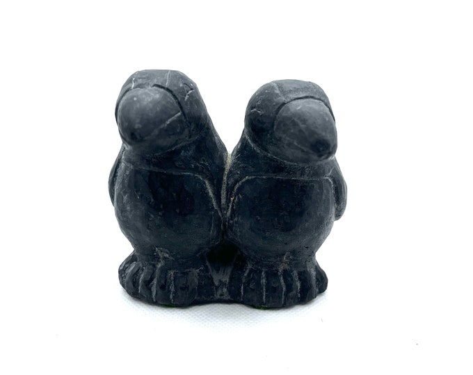 Vintage Inuit Hand Carved Soapstone Double Puffin Bird Etsy