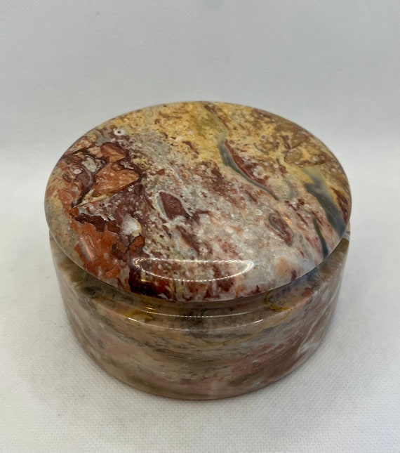 Vintage Marble Product Lidded Trinket Jewelry Box… - image 5