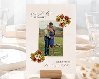 Modern Photo Save the Date Canva Template, Downloadable, Printable Save the Date, Editable, Instant Download, DIY, Floral Save the Date
