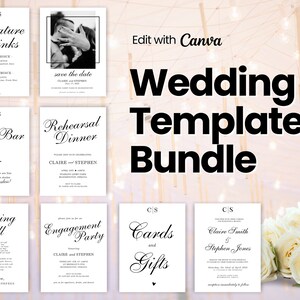 Wedding Template Mega Bundle Editable | Printables | Wedding Set | Wedding Invitation | Wedding Template Bundle | Modern Minimalist | Canva