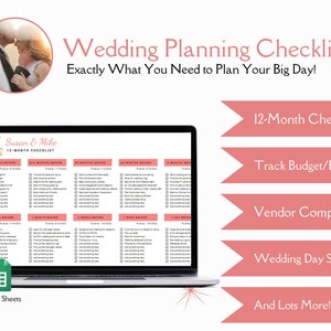 Wedding Planning Checklist Google Sheets, Wedding Budget Planner, Wedding Guest List, Wedding Planning Spreadsheet, Google Sheets Wedding