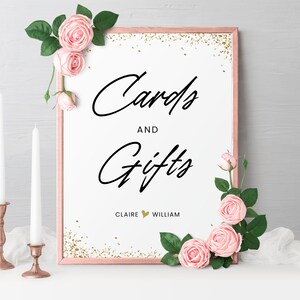 Cards and Gifts Sign, Printable, Canva Template, Modern Minimalist, Wedding Sign, Baby Shower Sign, Bridal Shower Gift Sign, Editable Sign