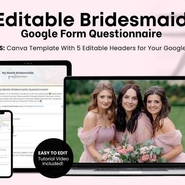 Bridesmaid Questionnaire Editable Google Form Etsy