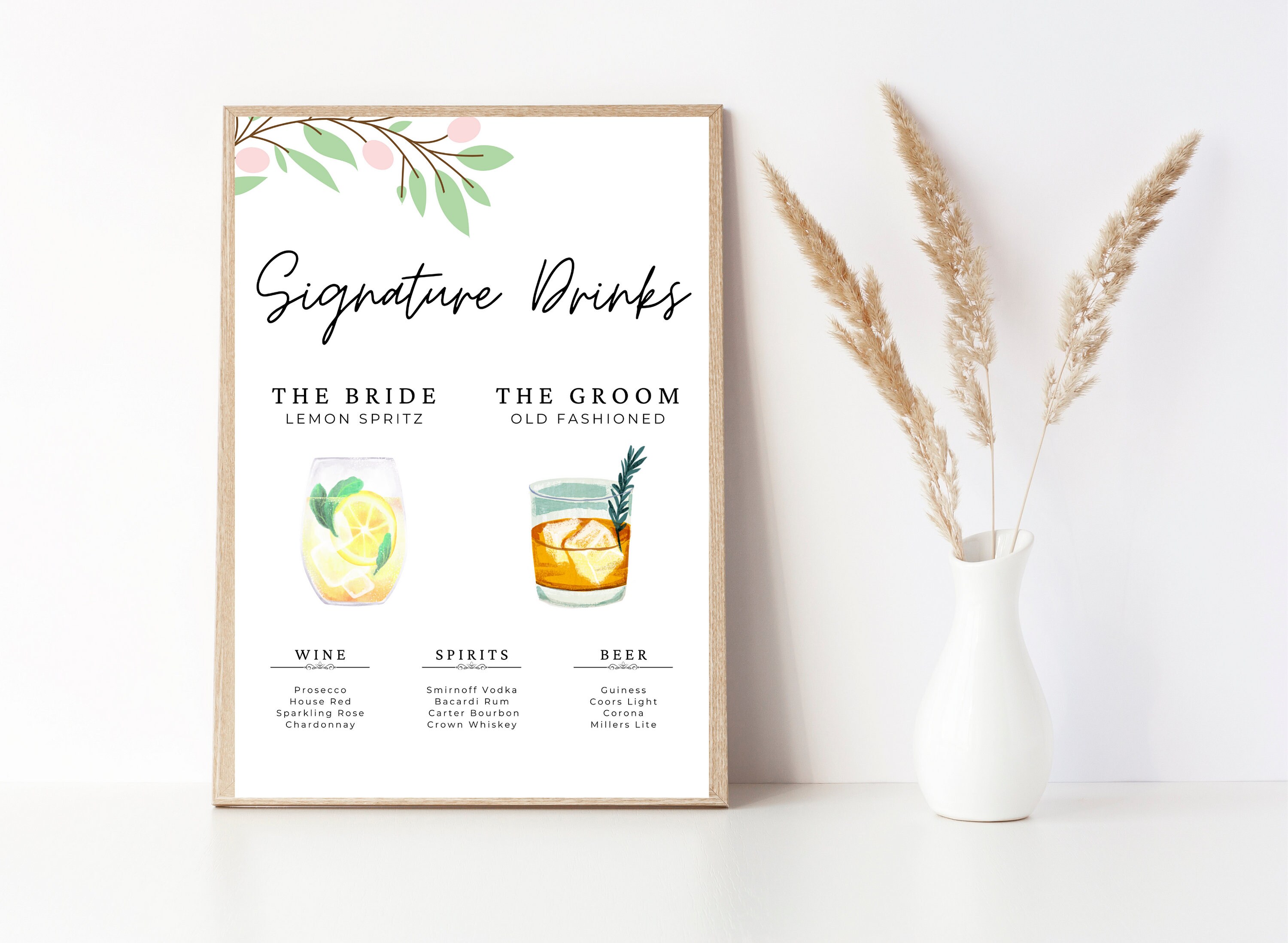 Signature Drinks Sign Template, Printable Bar Menu, Signature Drink ...