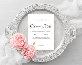 Minimalist Wedding Invitation Template, Simple Editable Invite Template, Classic Wedding Invite, Canva Invitation, DIY Wedding Invitation