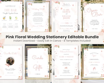 Wedding Stationary Bundle, Wedding Template Bundle, Wedding Canva Suite, Editable Wedding Templates Bundle, DIY Wedding Stationary Kit