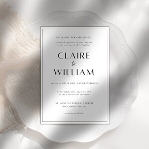 Wedding Invite Template With Qr Code, Printable Invitation, QR Code Rsvp Card, Wedding Template, Minimalist Wedding, Wedding Invite DIY