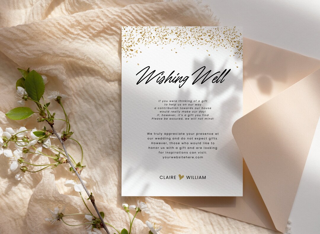 Wishing Well Wedding Card, Printable Wishing Well Card, Editable Wishing Well Card for Wedding