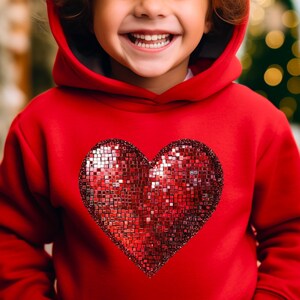 Disco Ball Heart Sweatshirt, Valentines Day Hoodie, Gift For Girlfriend, Valentine Long Sleeve, Kids Hoodie, Anniversary Gift Sweatshirt