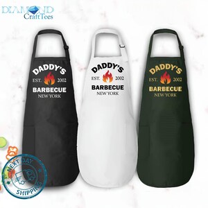 Personalized Barbecue Apron, Custom Apron with Name, Grill Master Apron, BBQ Apron Gift for Dad, Grandpa, Husband, Father&#39;s Day Gift